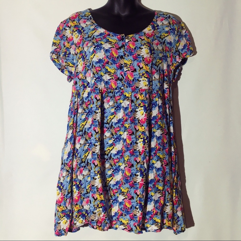 Free People Floral Babydoll Tunic Size 10